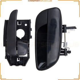 10011306 2x Rear Rh Side Inside&outside Door Handles For 2001-05 Hyundai Elantra L4 Black