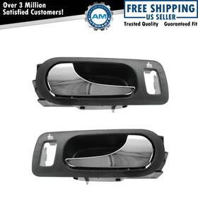 Am-3210856909 Am Autoparts Door Handle Front Inner Ebony And Chrome Pair Set For 05-09 Buick Lacrosse Allure