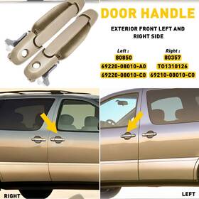 69220-08010-c0 Auxito Fit Sienna 1998-2003 Toyota Front Left And Right Side Exterior Handle Door Beige
