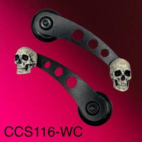 Ccs116-wc Bawdypartz 2 Skull Black Universal Billet Aluminum Hot Rod Window Crank Regulators 116wc