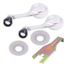 1444-0013-2 Brock Ads0805 Manual Window Cranks Fit 55-57 Chevy Tri Five Chrome Black With Handle Removal Tool