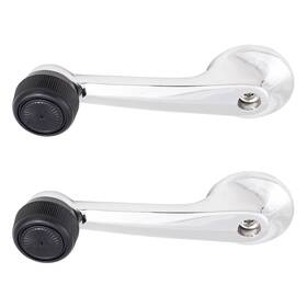 Ads1542-2 Brock 79-93 Ford Mustang Manual Front Set Window Crank Chrome Handles With Black Knob