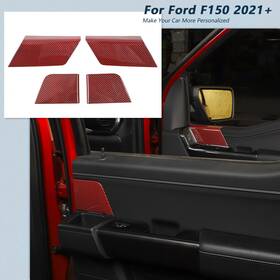 Cherocar Cherocar20223569 4x Interior Front Rear Door Panel Trim Cover For Ford F150 2021 Red Carbon Fiber