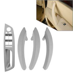 Dictorcoltd 550748636141 Gray Leather Inner Interior Door Pull Handle Trim For Bmw X5 E70 X6 E71 E72 Lhd
