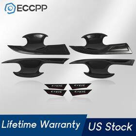 E12720401cp Eccpp For 2016-2021 Honda Civic Door Handle Cover Carbon Fiber Front Rear Left Right