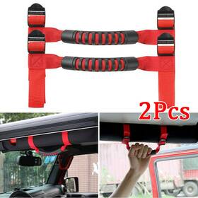 Mmr.11176 Hooke Road Pair Red Pu Roll Bar Grip Grab Handles Fit 1955-2025 Jeep Wrangler Tj Jk Jl Jt