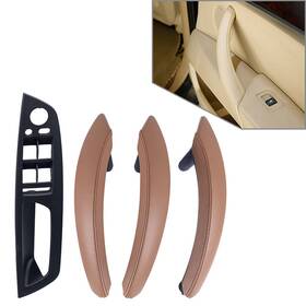 Hukyu 550738340676 7x Leather Inner Interior Door Pull Handle Trim For Bmw X5 E70 X6 E71 E72 Lhd
