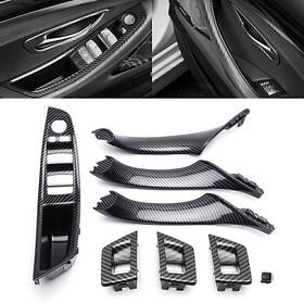 Hukyu 612046632086 For Bmw F10 F18 Inner Window Lift Switch Armrest Panel Door Handle Trim Carbon