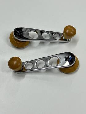 Ac837611 Iap Chrome Window Winders With Wooden Trim Pair - For Vw Type-1 1968-later