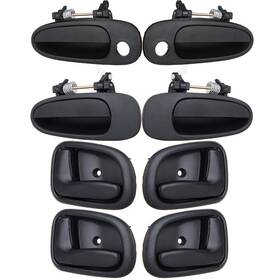12763459 Luxfineparts 8pcs Black Door Handle Right Left Side Front Rear For Corolla Prizm 1993-1997