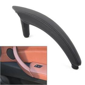 Onegogogo 550752903727 1pcs Black Door Trim Pull Handle Right Side Real Leather For Bmw X5 E70 07-13 X6