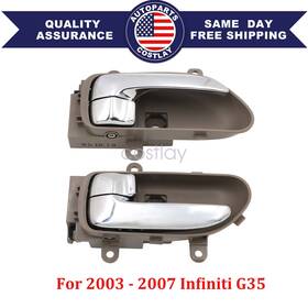 80670-9y000 Soillar 80671-9y000 For 2003-2007 Infiniti G35 Inside Interior Door Handle Brown Chrome Left Right