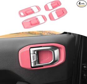 Tesin20240422ab800 Tesin Pink Interior Door Handle Bowl Cover Trim Frame For Jeep Wrangler Jl Jt 2018