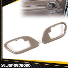 V-02etd4344abr Ylwspeed20 Pair Inside Door Handles Bezel Brown Fit For 1995-1999 Chevy Gmc Truck Pickup