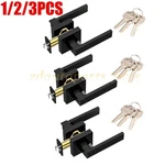 1/2/3PCS Matte Black Square Door Lever Handle Privacy Passage Interior Lock. Fixed Price $39.98.
