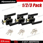 1/2/3 Pcs Matte Black Square Door Lever Handle Privacy Passage Interior Lock. Fixed Price $41.98.