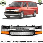 Front Grille Chrome & Headlight Kit For 2003-2023 Chevy Express 1500 2500 3500. Fixed Price $390.00.