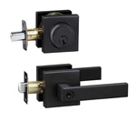 Front Door Lock Set,keyed Alike Handle With Single Cylinder Deadbolt,black. Fixed Price $36.99.