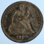 1886 P United States Us Silver Seated Liberty Vintage Antique Dime Coin I111029. Fixed Price $220.20.