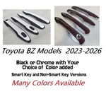 Custom Black Chrome Door Handle Overlays 2023-2026 Toyota BZ4X Pick Clr. Fixed Price $75.00.