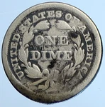 1858 P United States Us Silver Seated Liberty Vintage Antique Dime Coin I111032. Fixed Price $160.20.