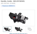 New Oem Front/rear Right Handle, Inside Gm (23136343)2001-2025 Express Savana. Fixed Price $160.00.
