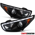 Fit 2010-2013 Hyundai Tucson Black Projector Headlights Lamps W/ Led Left+right. Fixed Price $256.99.