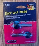 Cobbs Automobile Black 8-BALL Door Lock Knobs, New E-01. Fixed Price $5.00.